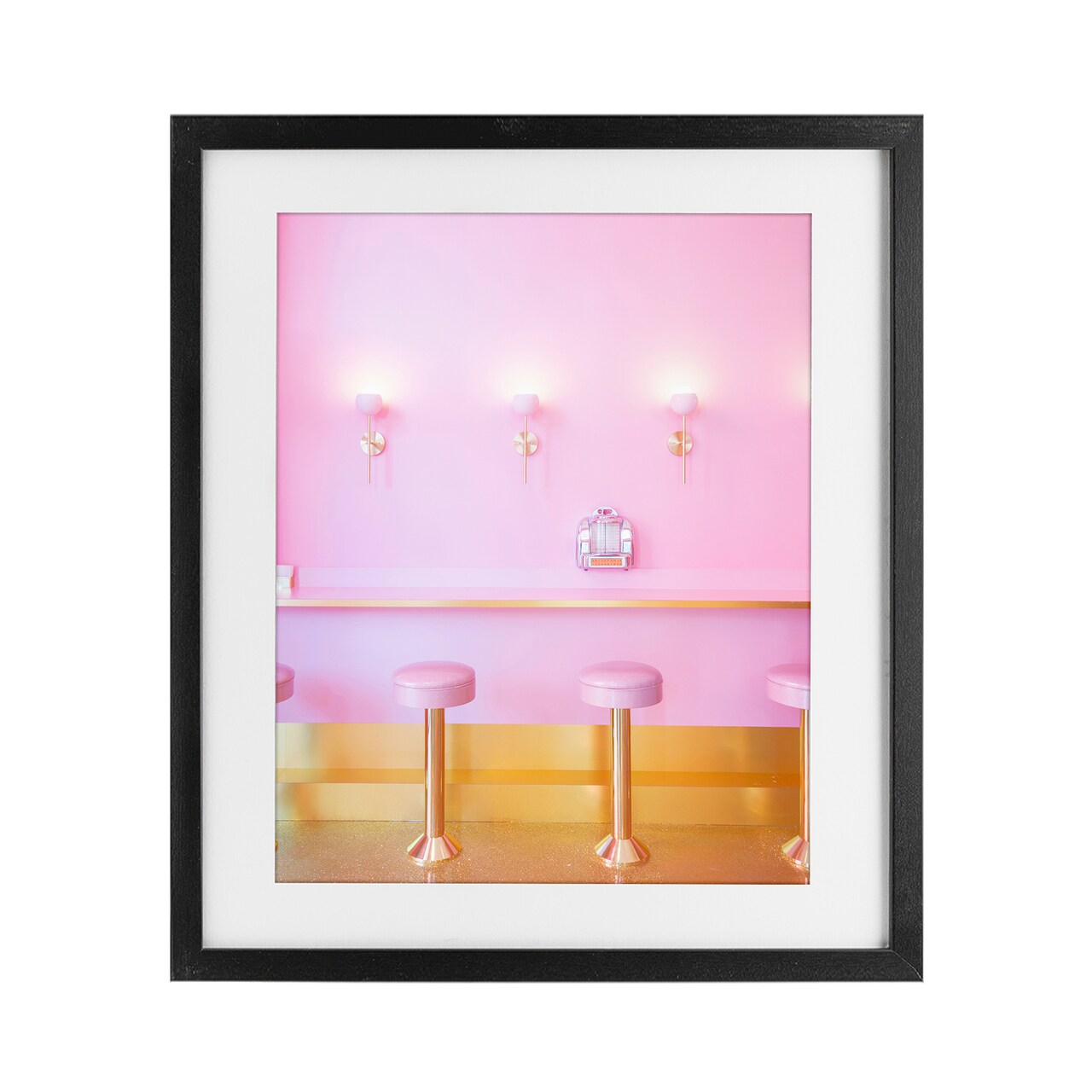 Stupell Industries Pink Retro Dessert Parlor Framed Print Under Glass, design by LISH Creative